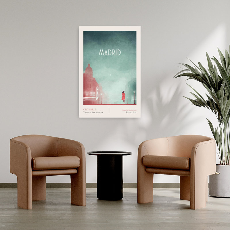 Madrid 1- Gran Via Minimalist Serene Tranquil Architecture City Wall Art Print 1 Piece Wrapped Canvas Wall Art