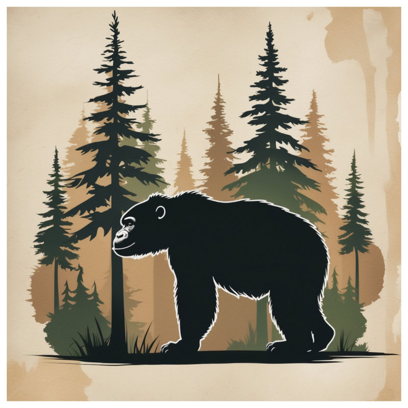 Black Bear In Forest Duvet Covers, Queen