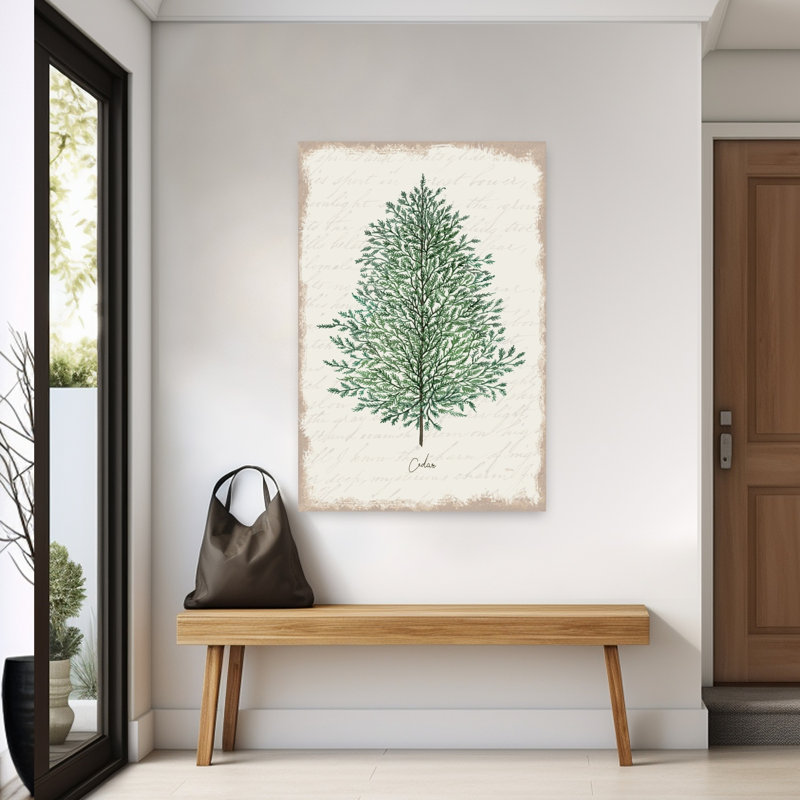 Cèdre botanique abstrait arbre de Noël contemporain, art de paysage de cèdre, H 60 po x l 40 po
