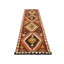 Tapis de couloir unique en laine noué à la main des années 1960 de 3 pi 3 po x 11 pi 3 po en rouge / vert / noir / beige