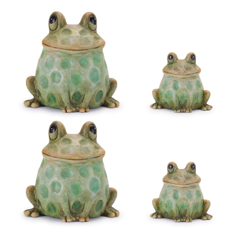 Grenouille de jardin en terre cuite assise (ensemble de 4)