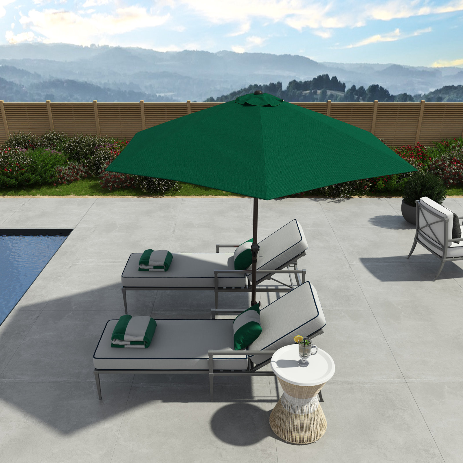 Astraea 108'' Outdoor Umbrella, Hunter Green -Polyester