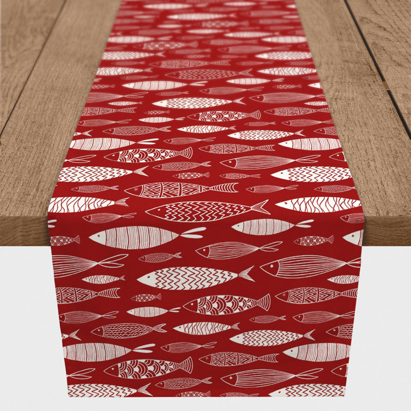 Anesa Rectangle Polyester Table Runner, 72" x 16", Red