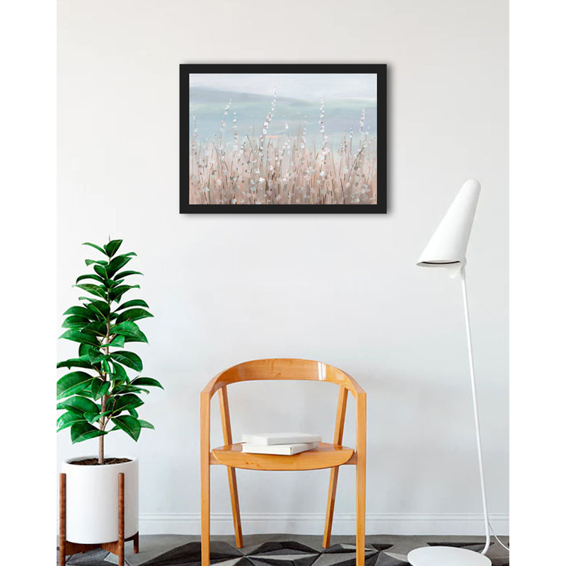 Imprimé de fleurs côtières matinales, Papier avec cadre noir, H 26,5 po x l 34,5 po x P 0,5 po