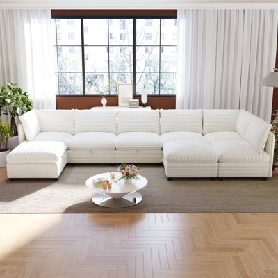 Canapé modulaire modulaire, siège de canapé convertible avec rangement, ensemble de canapé modulaire canapé-lit, combinaisons modulaires flexibles en tissu pour le salon (8 sièges)