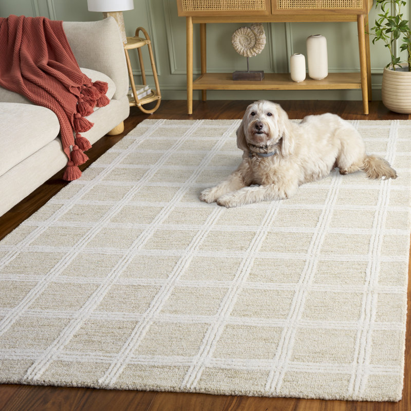 Tapis de couleur sauge / ivoire Jolett 103, Rectangle de 5 pi x 8 pi