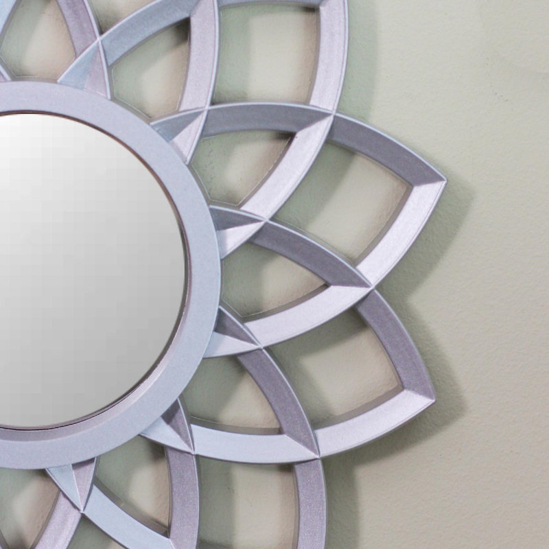 Miroir floral mat arqué 10 po, Argent, H 10 po x l 10 po x P 0,5 po