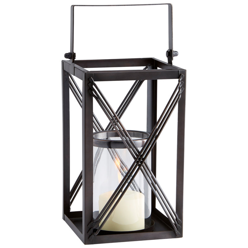 Ashbrook Iron Tabletop Lantern, 14.25" H x 6.25" W x 6.25" D
