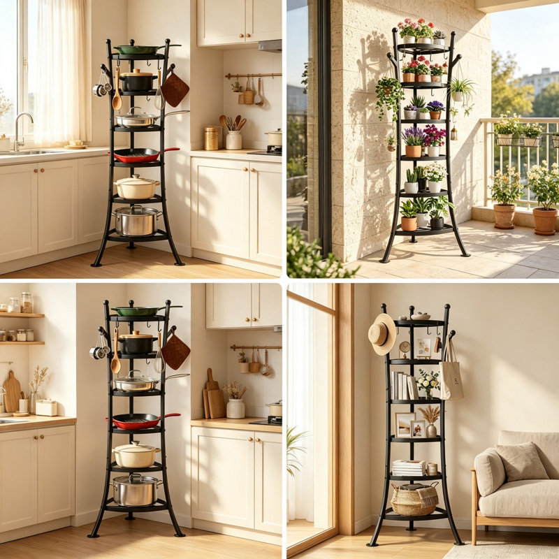 Carbon Steel Free Standing Pot Rack