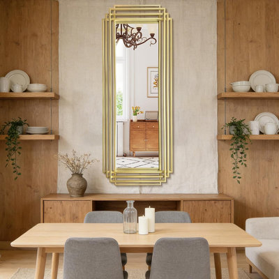 Miroir rectangulaire 63 po x 24 po pleine longueur avec cadre en métal doré