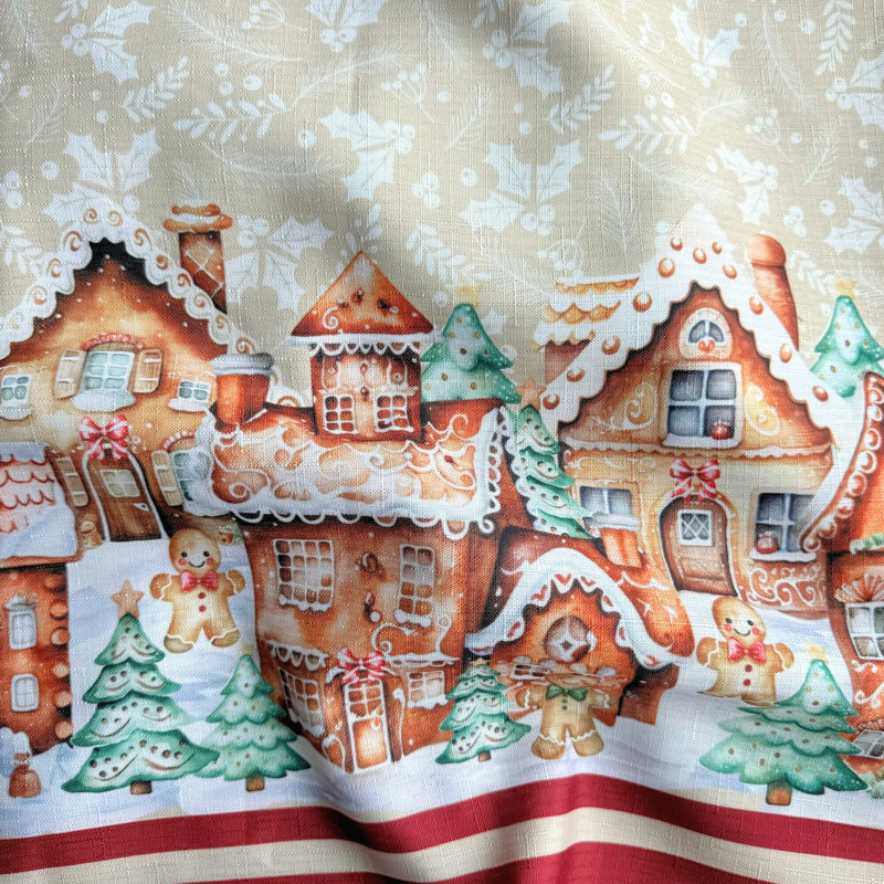 Lilagrace Gingerbread Village Holiday 60"x84" Oval Tablecloth