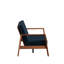 Ensemble de 3 chaises en velours bleu marine de style Mid-Century avec support en bois massif
