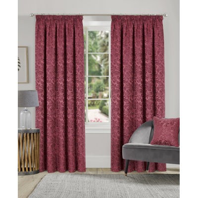 Hallas Pencil Pleat Damask Jacquard Curtains