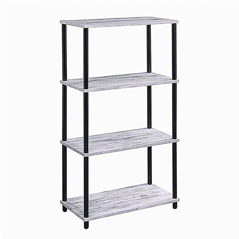Bibliothèque antique blanche et noire avec 4 tablettes, Gris/noir