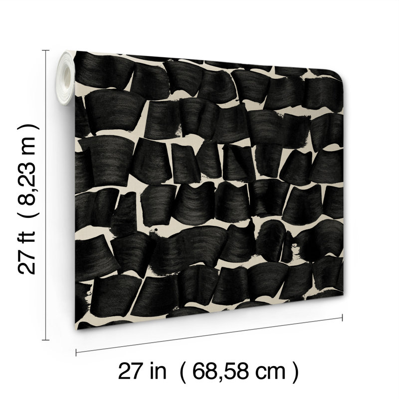 27' L x 27" W Wallpaper Roll, Black