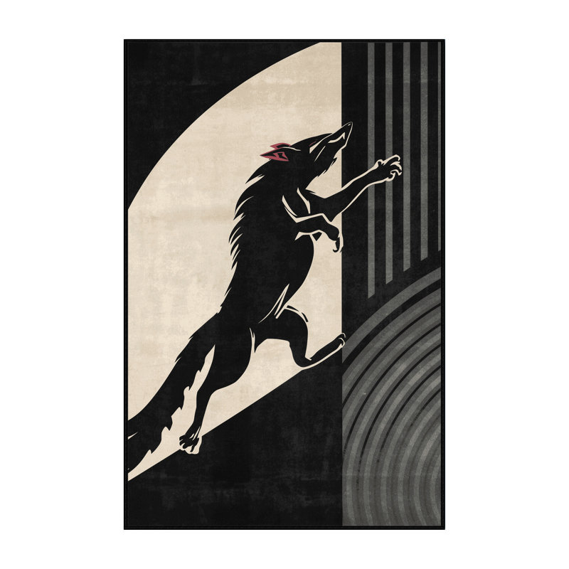 Machine Washable Osckar Tasmanian Devil Modern Arc Rug in Black – Black Binding, 2x4