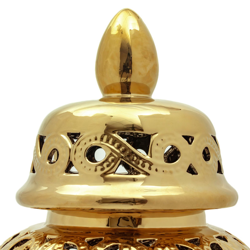 24" Spiral Lattice Temple Jar - Gold, Gold