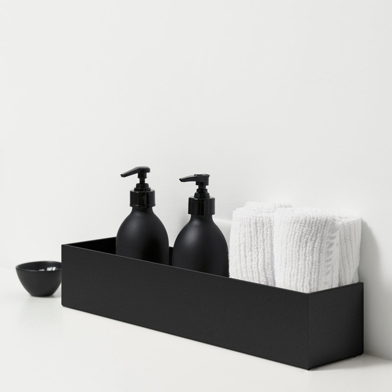 Boîte à fleurs en plastique Geo Series, H 3 po x l 16 po x P 3,5 po, Noir, Ensemble de 1