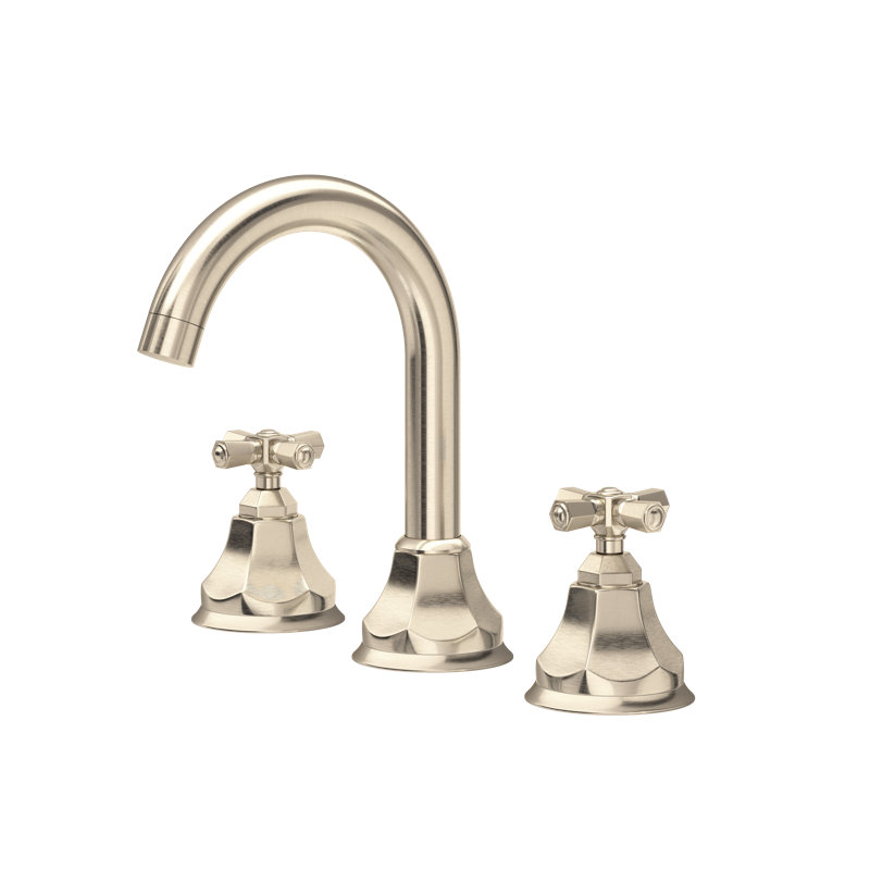 Palladian Widespread Bathroom Faucet with C-Spout, Satin Nickel