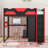 Full Wood Loft Bed With Adjustable Desk, Wardrobe, Charging Station And RGB LED Lighting-2051617029