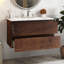 Meuble-lavabo mural 36 po avec lavabo en céramique et trois trous de robinet