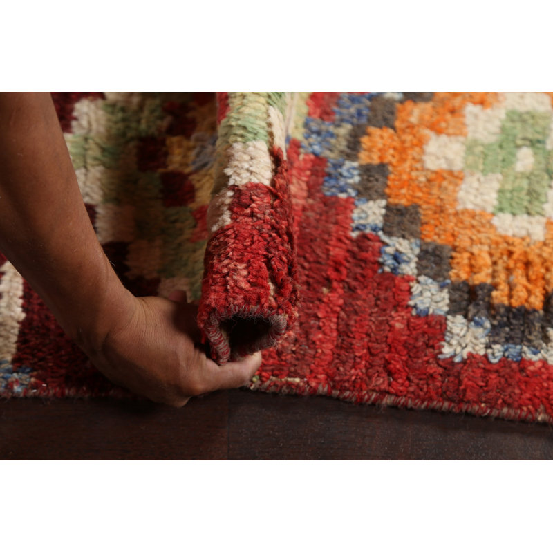 Tapis géométrique marocain noué à la main 9 x 13