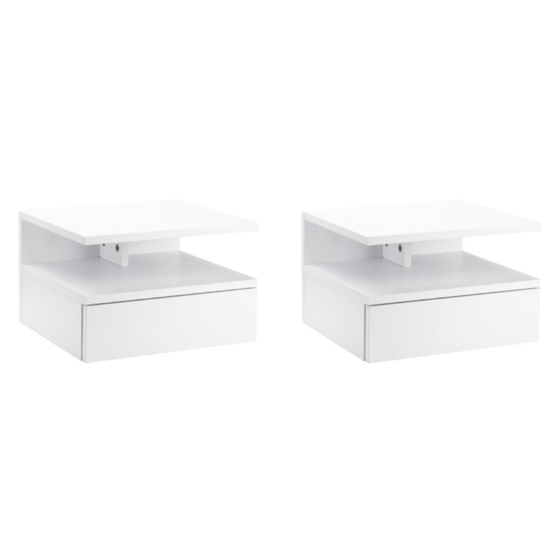35cm W Engineered Wood Bedside Table, White