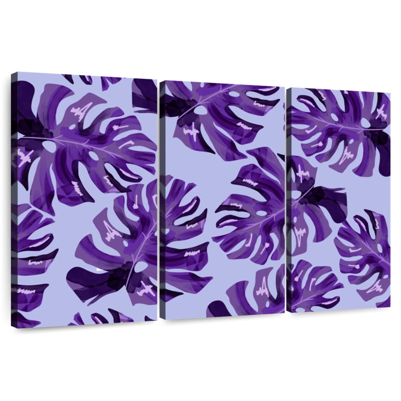 Harnek mauve à feuilles de Monstera, H 36 po x l 57 po