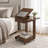27.4" Solid Wood C-Shaped Rolling End Table with 360° Rotating Desktop, Foldable Shelf, Removable Laptop Stand & Lockable Wheels