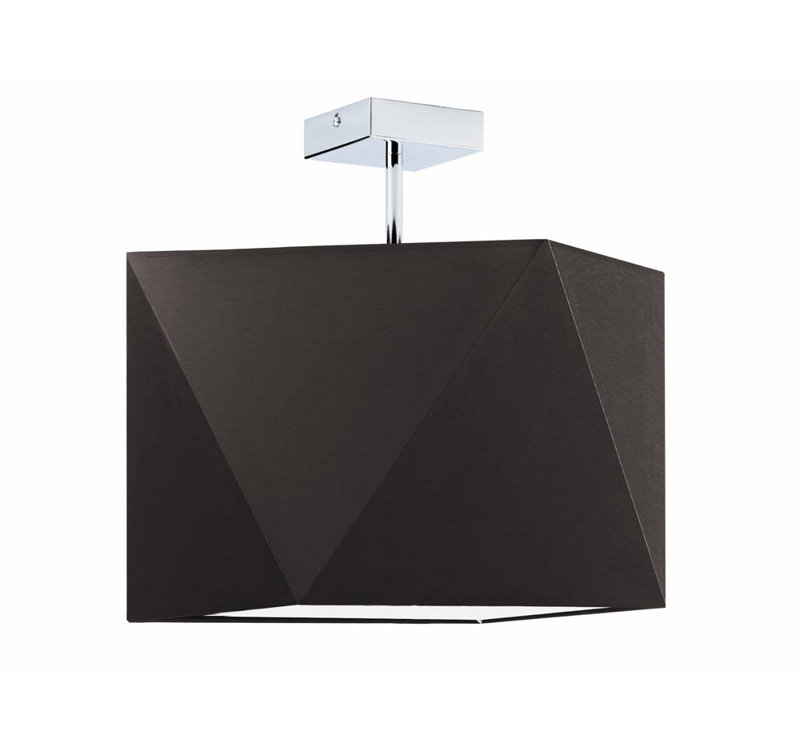 Demarian Fabric Semi Flush Mount, Black, Silver