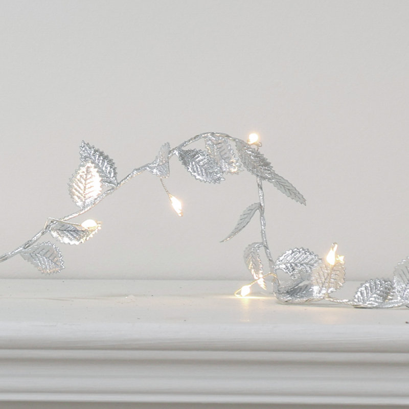 200cm Lighted Faux Garland with Lights, Silver