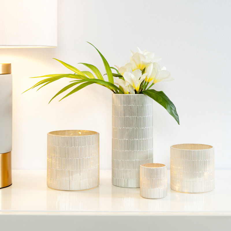 Pot à fleurs en verre Arenas, Argent, H 4 po x l 4 po x P 4 po