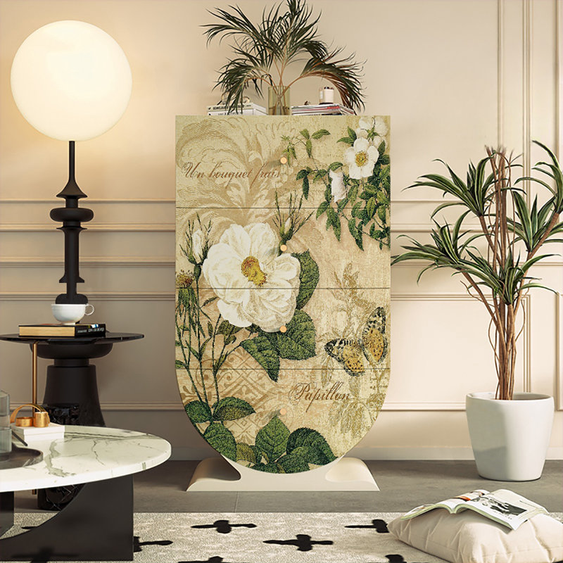French drawers cabinet decorative cabinet, Ivory White