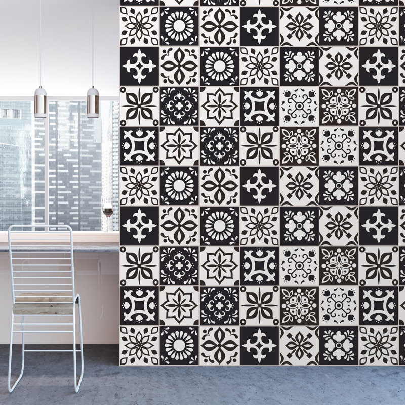 5.91'' W x 5.91'' L PVC Peel and Stick Mosaic Tile, Black