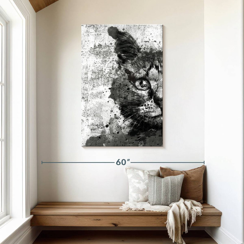 Brampt Cat Face Black And White, 45" H x 30" W
