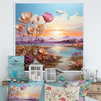 " Pink Poppies Mountain Field "