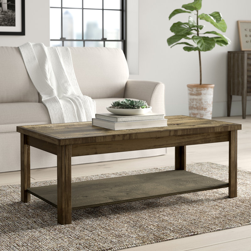 Columbia 48 inch Coffee Table, No Assembly Required, Barnwood Finish
