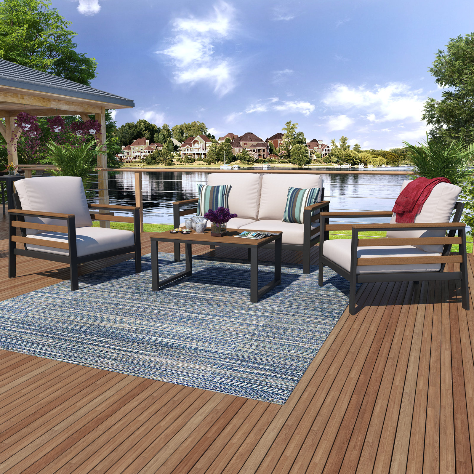 Townsend 4-Person Sunbrella® Patio Seating Group, Sunbrella Canvas Natural