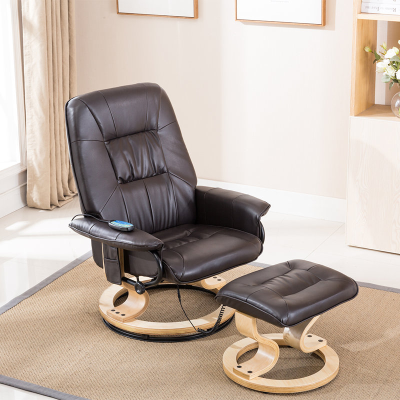 Hannah 79cm Wide Swivel Ergonomic Recliner with Massager, Brown