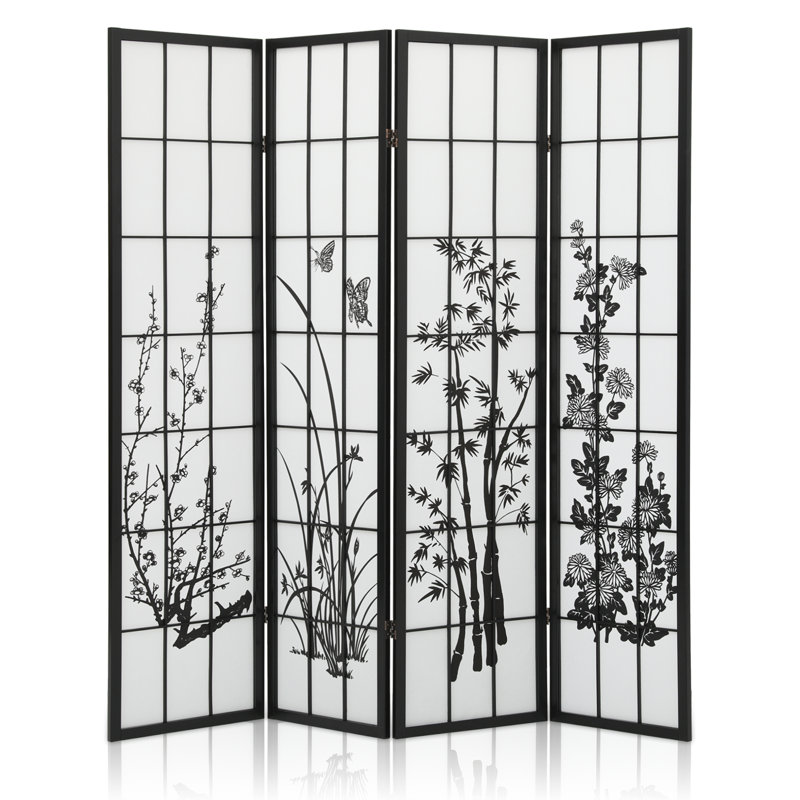 Paravent en bois 4 panneaux pliable 5,8 pi, écran d'intimité autoportant pour la maison ou la chambre à coucher