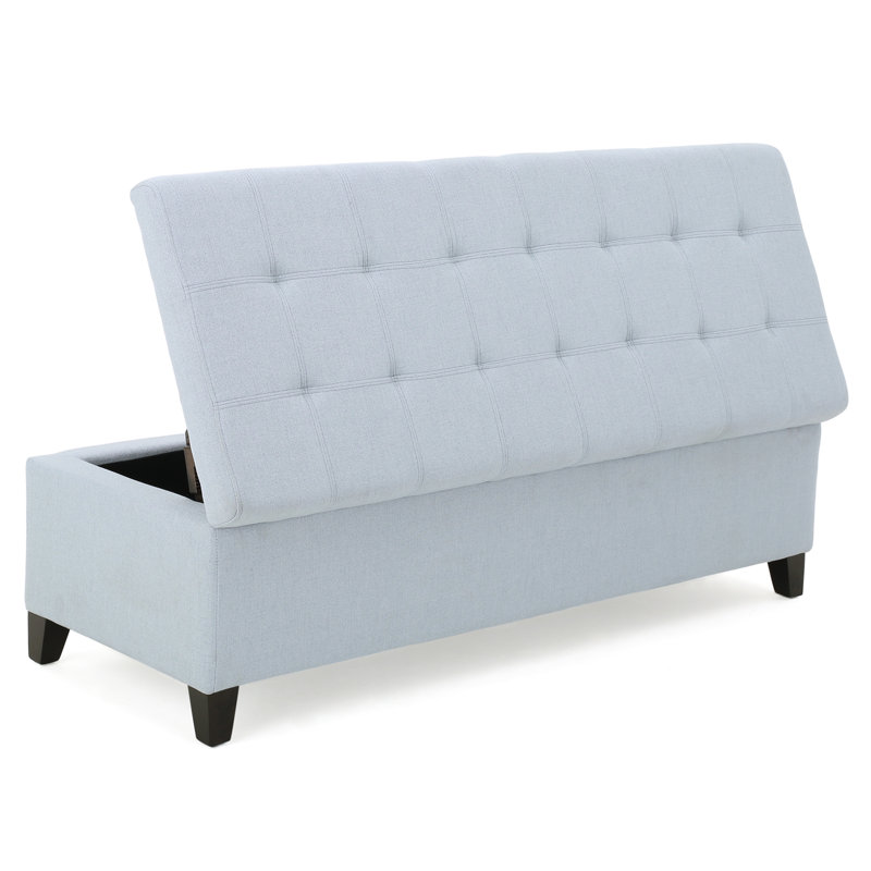 Upholstered Storage Ottoman Bench, Entryway Bench, End of Bed Bench, Ottoman Foot Rest for Living Room Bedroom, Light Sky 50.75" Length