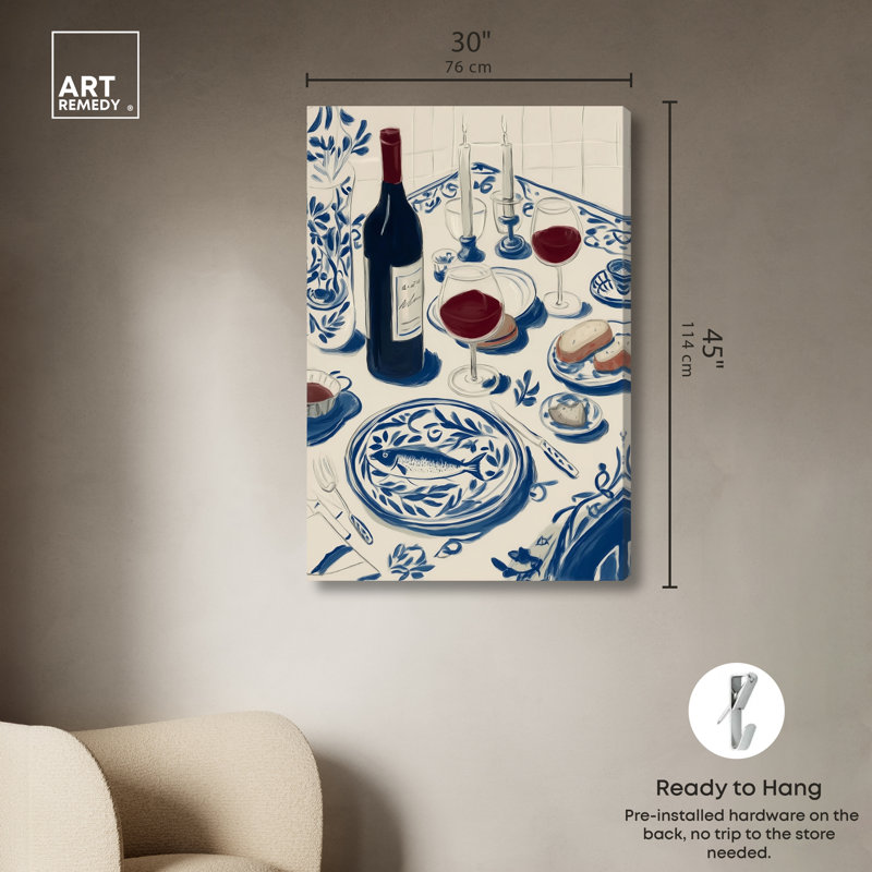 "Dinner II", reproduction d'art sur toile par Art Remedy, tendue sur châssis, 30 x 45, H 45 po x l 30 po, Toile non encadrée