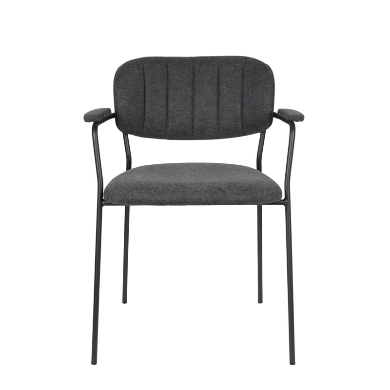 Fauteuils de salle à manger Jolien, Gris foncé, Noir