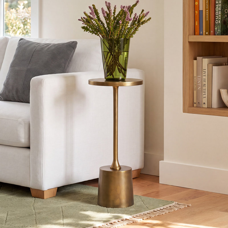 Element Aluminum Pedestal End Table, Brass Gold