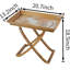 Table d'appoint pliante en bois d'acacia brun de 53 cm (20,7 po), plateau en verre miroir doré, table d'appoint décorative portable en forme de X pour salon