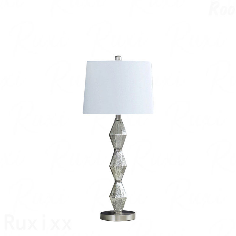 Lampe de table - lumière géométrique moderne, accent de verre, finition argent brossé, Argent