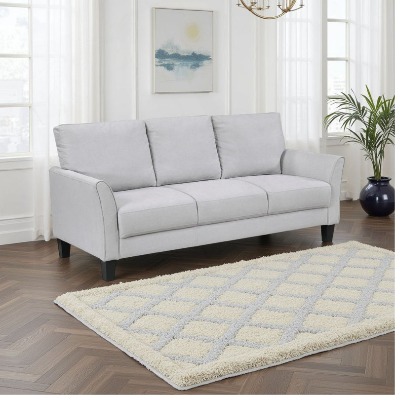 Canapé Xumo, tissu gris clair, 79 pouces, pieds en bois effilés noirs