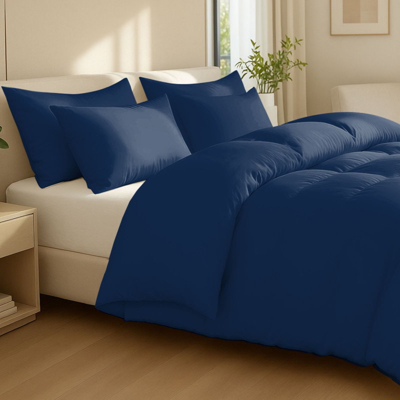 Cotton Solid Colour Duvet Cover Set with Pillow Shams, Super King Duvet Cover + 2 Shams