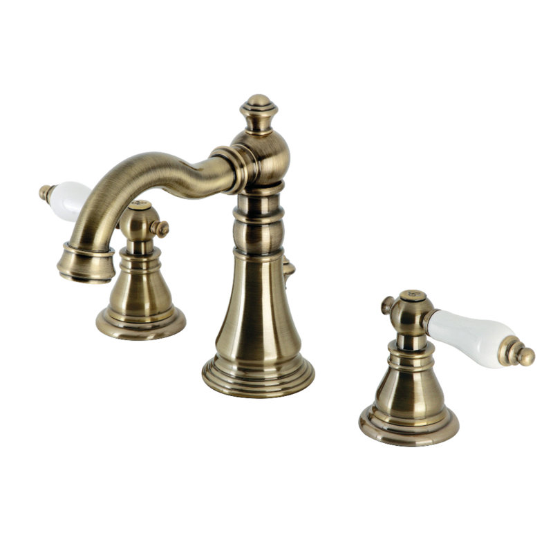 Robinet de salle de bain espacé à deux poignées à 3 poignées et fixation sur le comptoir avec bonde escamotable Kingston Brass