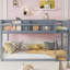 Lit superposé bas simple au-dessus d'un lit simple, lit superposé au sol avec échelle, fabrication en bois massif pour enfants et adolescents, gris, peu encombrant et sécuritaire-875964911
